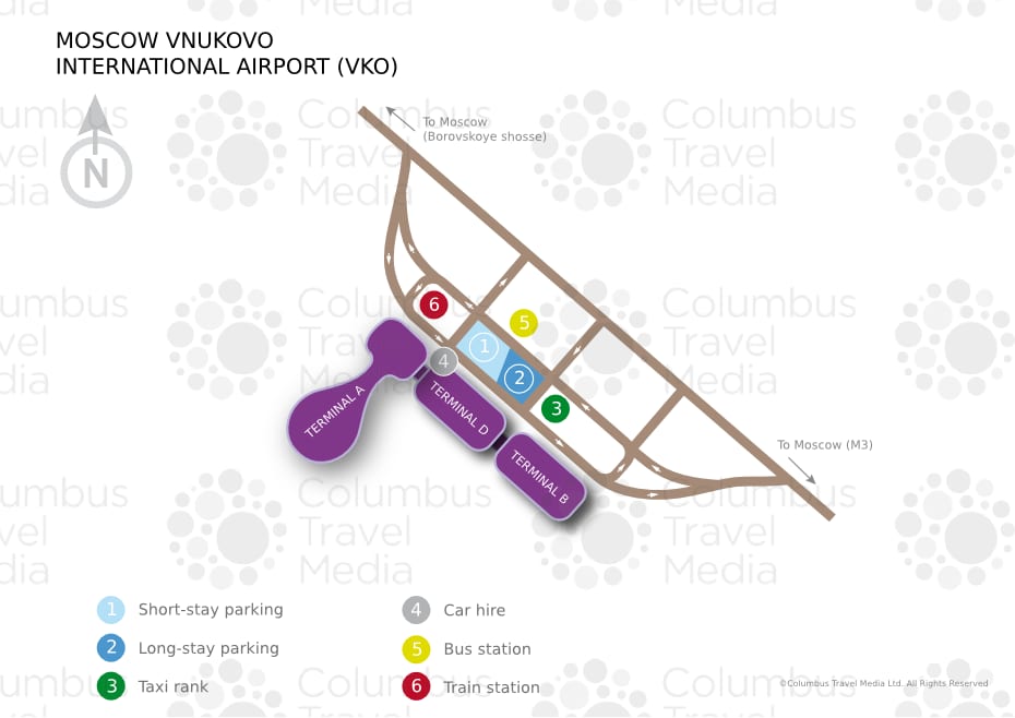 伏努科沃机场和航站楼地图(VKO)