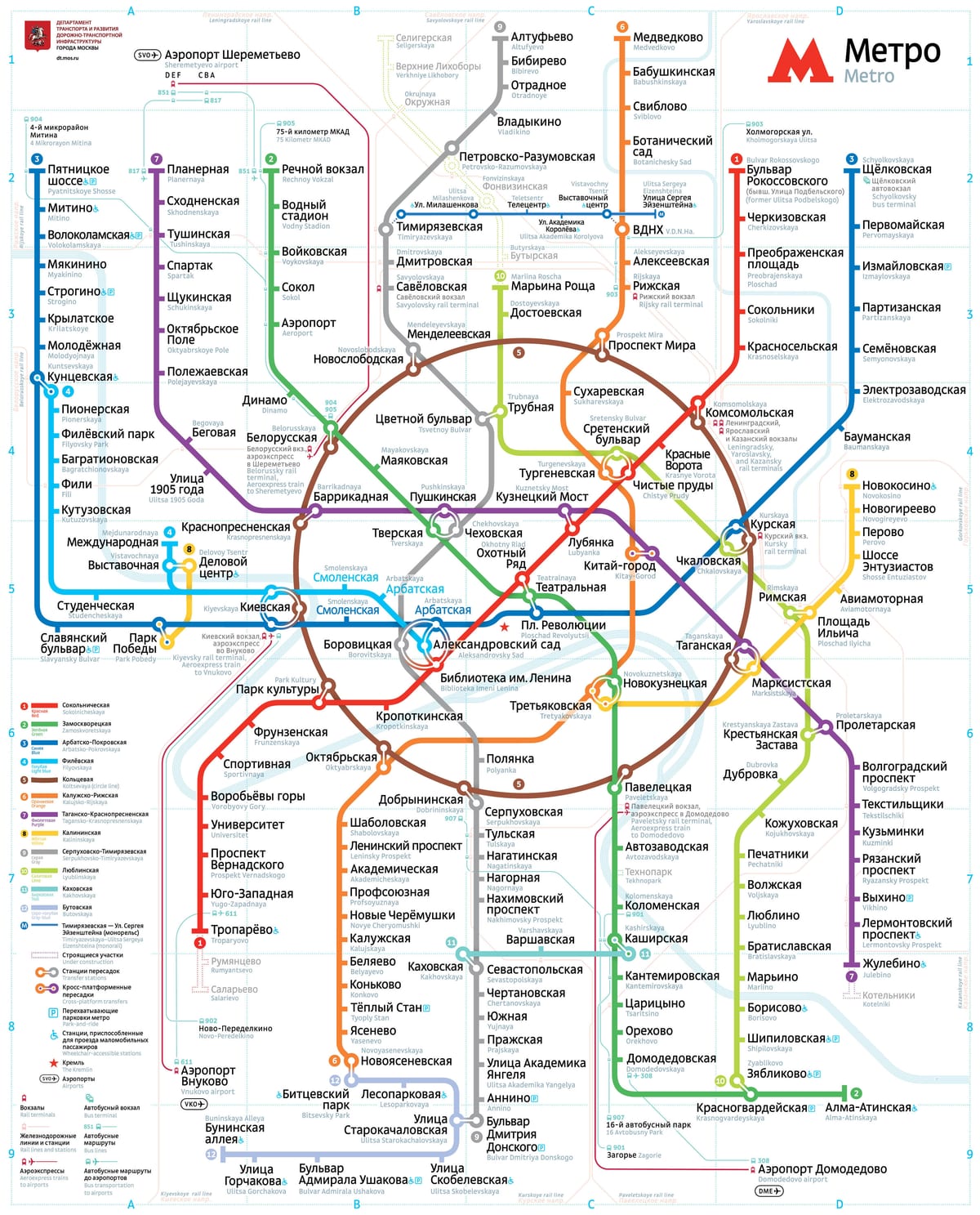 莫斯科地铁(Московский метрополитен)线网图