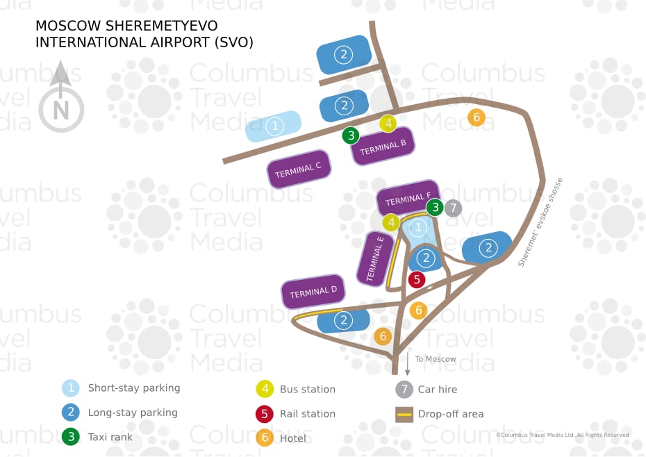 谢列梅捷沃机场和航站楼地图(SVO)
